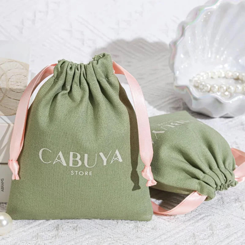 Green cotton Gift bag