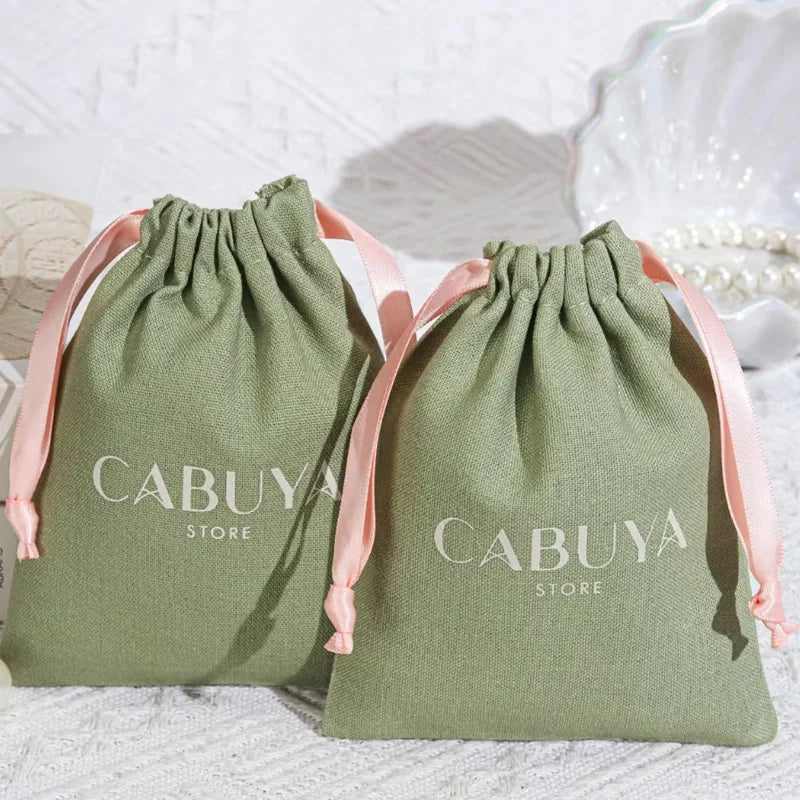Green cotton Gift bag